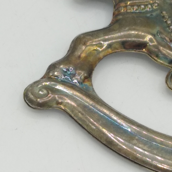 Rocking Horse Silver tone Christmas Tree Ornament Victorian Style Vintage - Picture 7 of 11